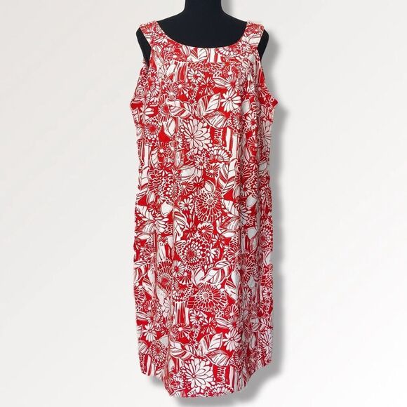 Perceptions Woman Floral Sleeveless Mini Dress Size 16W Orange White - Picture 3 of 9
